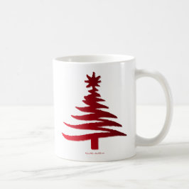 Taza De Café Rojo del patrón del árbol de Navidad