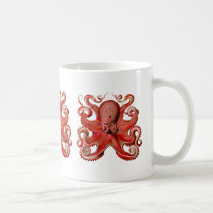 Taza De Café Rojo del pulpo de Haeckel