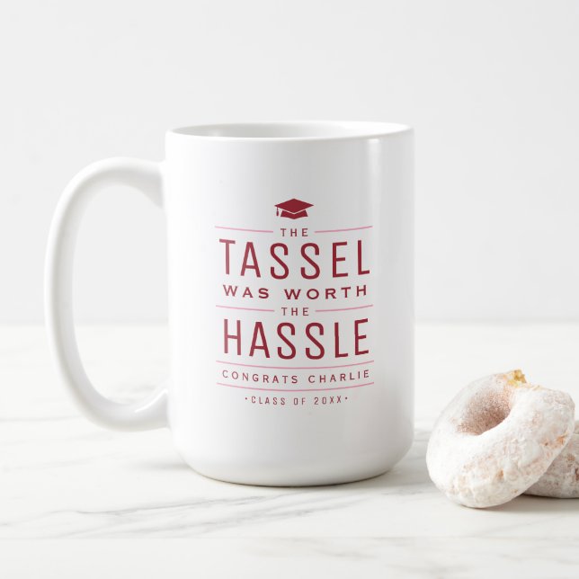 Taza De Café Rojo el tassel valía la pena la molestia Graduació (Con donut)