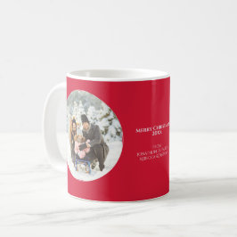 Taza De Café Rojo Feliz Navidad Circular Foto Tu Texto