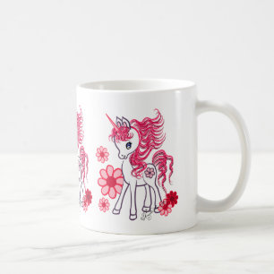 Taza De Café Rojo femenino lindo del unicornio del bebé