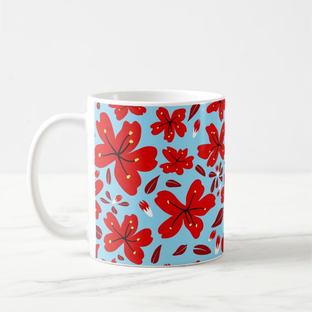 Taza De Café Rojo floral (Izquierda)
