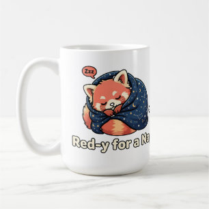 Taza De Café Rojo Listo Para Una Siesta Panda Rojo Dormilón Kaw