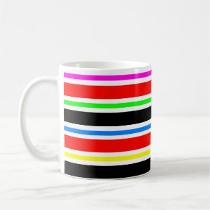 Taza De Café Rojo Negro Multicolor Colores Rayas