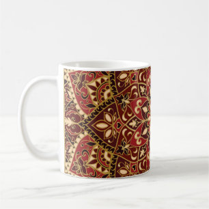 Taza De Café Rojo oriental: Alfombra floral vintage