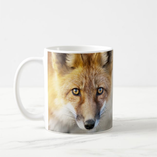 Taza De Café Rojo Rojo Rojo Cara, Cierre Mug (Izquierda)