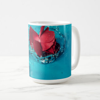Taza De Café  Rojo rosa con fondo azul