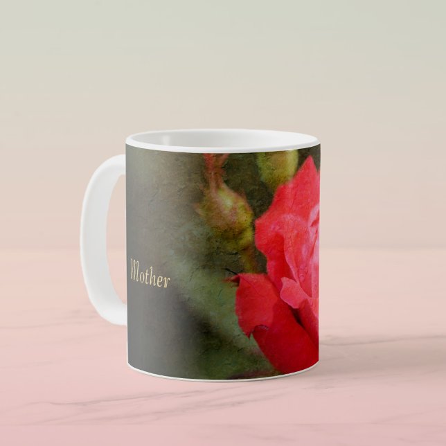 Taza De Café Rojo, rosa rojo para la madre (Subido por el creador)