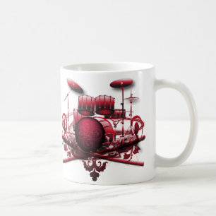 Taza De Café rojo-tambor-diseño, rojo-tambor-diseño
