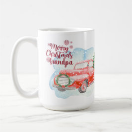 Taza De Café ROJO TRUCK Feliz Navidad Abuelo personalizado