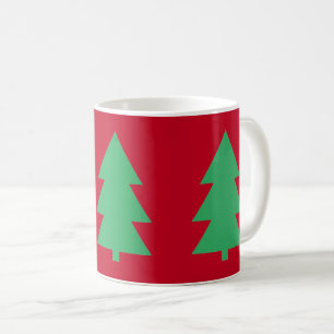 Taza De Café Rojo verde de árbol de Navidad
