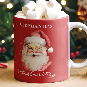 Taza De Café Rojo Vintage Retro Santa Claus Navidad