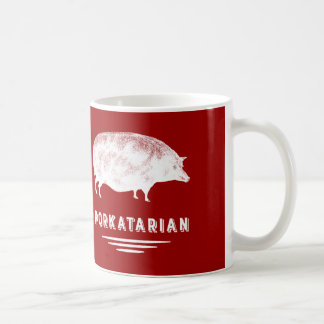 Taza De Café Rojo y blanco del cerdo del vintage de Porkatarian