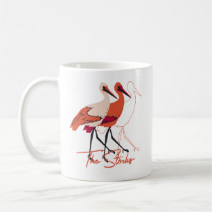 Taza De Café Rojo y blanco Los pájaros de la cigüeña