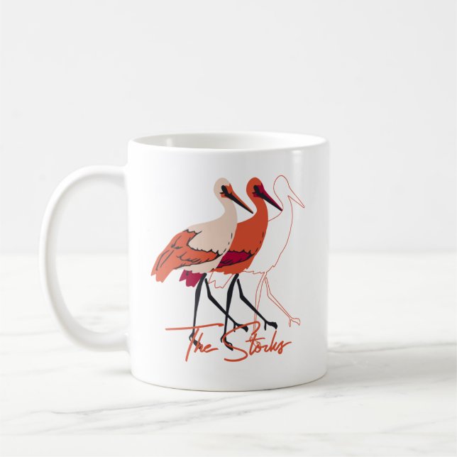 Taza De Café Rojo y blanco Los pájaros de la cigüeña (Izquierda)