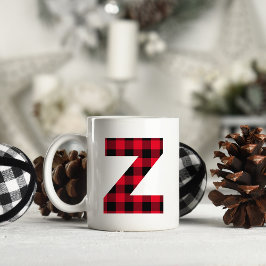 Taza De Café Rojo y negro Tapa de búfalo negrita Letra Z Monogr
