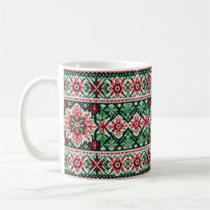 Taza De Café rojo y verde de la isla justa de Navidad/invierno