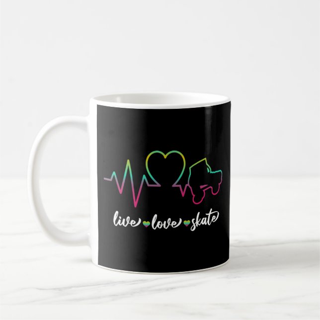 Taza De Café Roller Skating Live Love Skate Heartbeat Heart Tie (Izquierda)