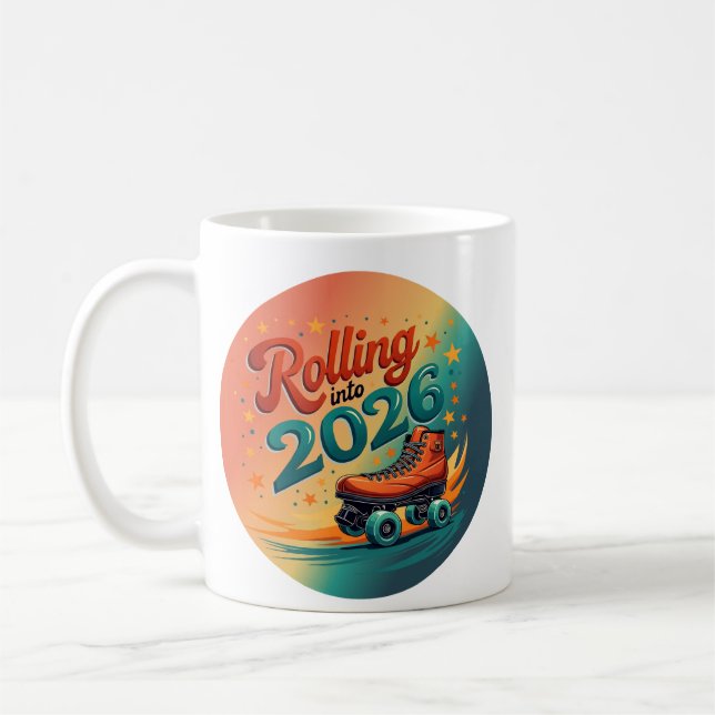 Taza De Café Rolling Into 2026 Retro Skate Mug (Izquierda)