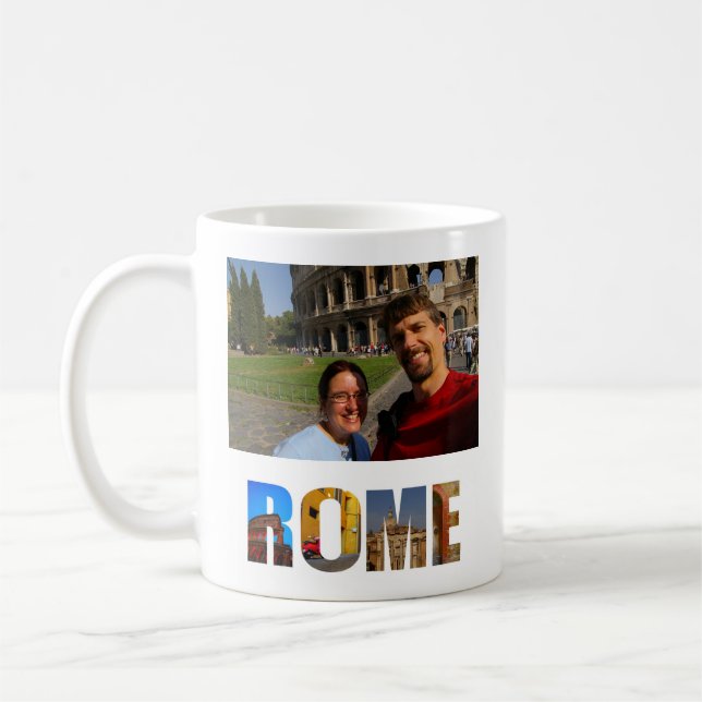 Taza De Café Roma Italia crea tu propia foto (Izquierda)