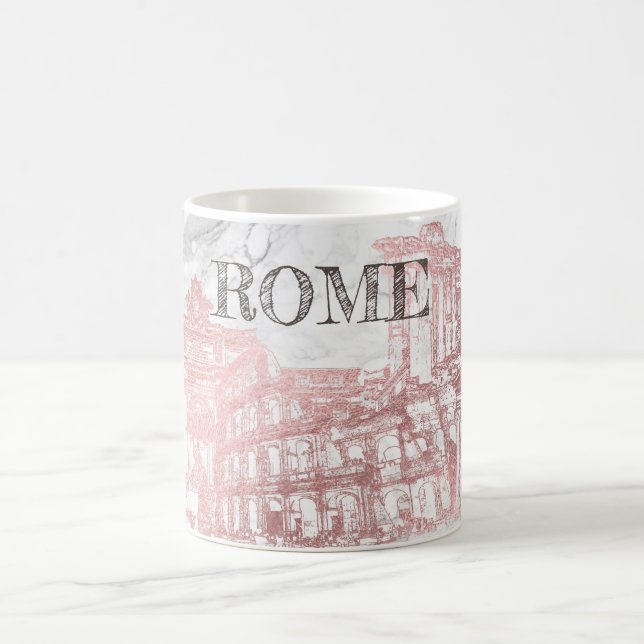 TAZA DE CAFÉ ROMA, ROSA FAUX GOLD+MARBLE VIAJE (Centro)