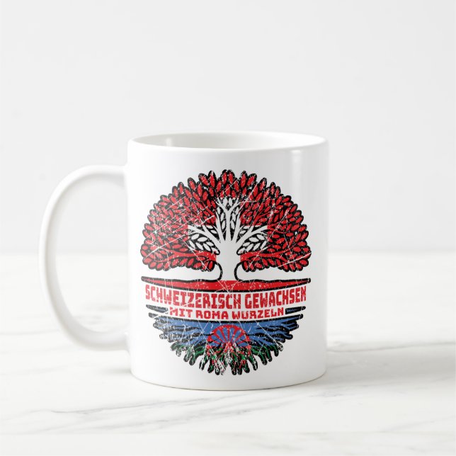 Taza De Café Romaní Schweizer Schweiz Baum Wurzel Flagge (Izquierda)