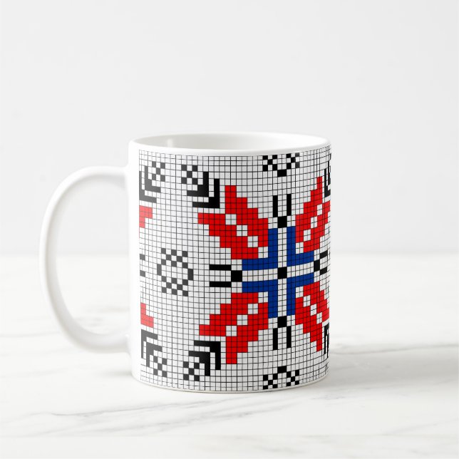 Taza De Café románico motivo folk símbolo tradicional étnico (Izquierda)