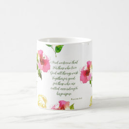 Taza De Café Romanos de las Escrituras Florales 8:28