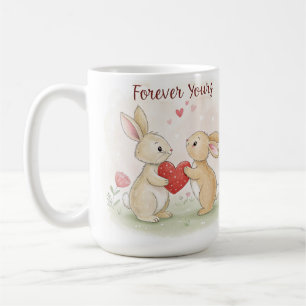 Taza De Café Romantic Bunny Card - Para siempre
