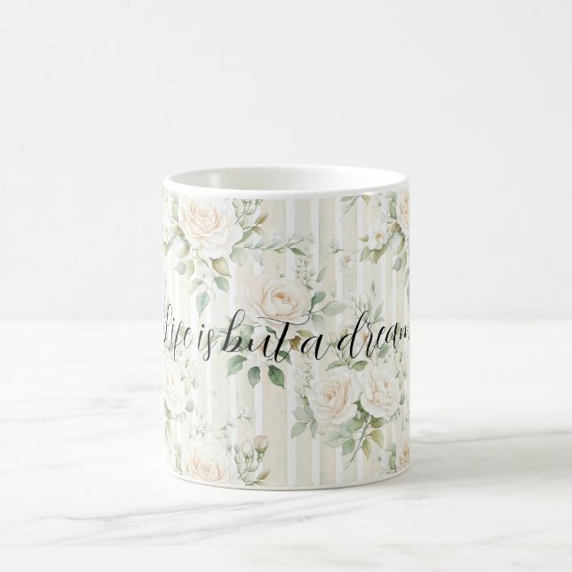 Taza De Café Romantic Cream Roses Floral Bridal Shower Wedding (Centro)