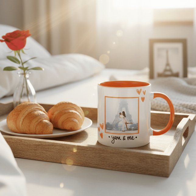 Taza De Café Romantic Eiffel Tower Paris Photo Template Anniver (Subido por el creador)
