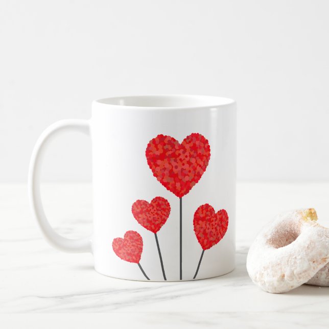 Taza De Café Romantic Heart Balloons Mug (Con donut)