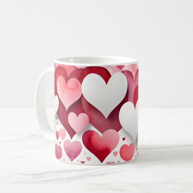 Taza De Café Romantic Heart Pattern Coffee Mug (Anverso izquierdo)