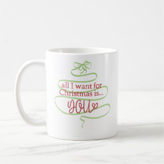 Taza De Café Romantic Holiday Mug with Handwritten Red Letterin