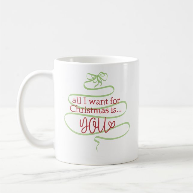 Taza De Café Romantic Holiday Mug with Handwritten Red Letterin (Izquierda)