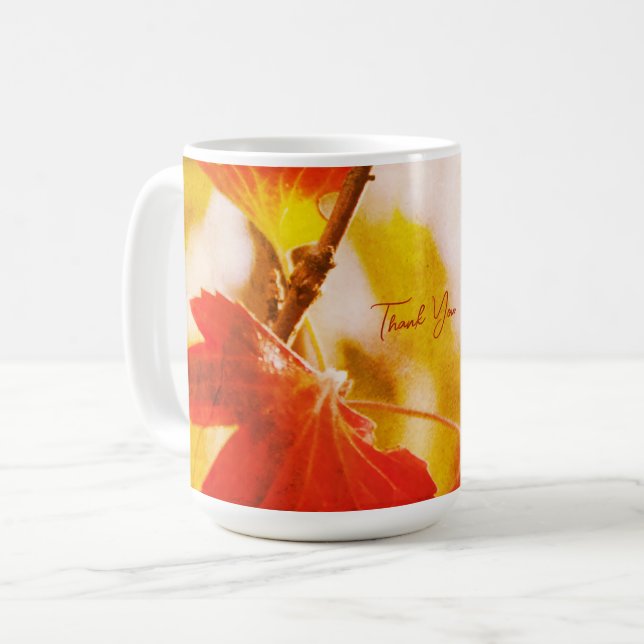 Taza De Café Romantic Leaves Boho – Botanical Fantasy Thanks (Anverso izquierdo)