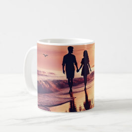 Taza De Café Romantic Mug Sunset Beach - Pareja Silhouettet Mug