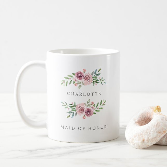 Taza De Café Romantic Pink Garland for Maid of Honor (Con donut)