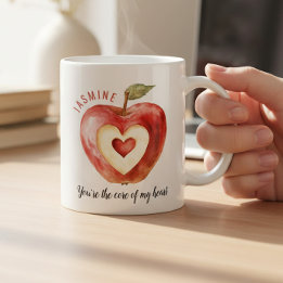 Taza De Café Romantic Red Apple Heart Valentine's Day