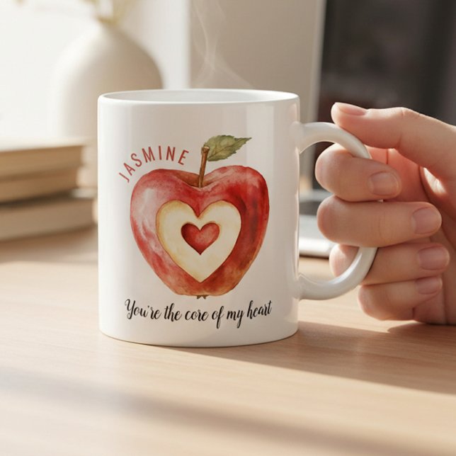 Taza De Café Romantic Red Apple Heart Valentine's Day (Subido por el creador)