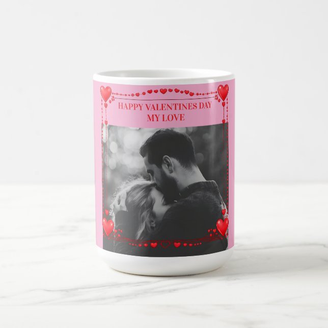 Taza De Café Romantic Red Heart Frame Custom Photo Valentine  (Centro)