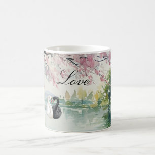 Taza De Café Romantic Swans Lake Love