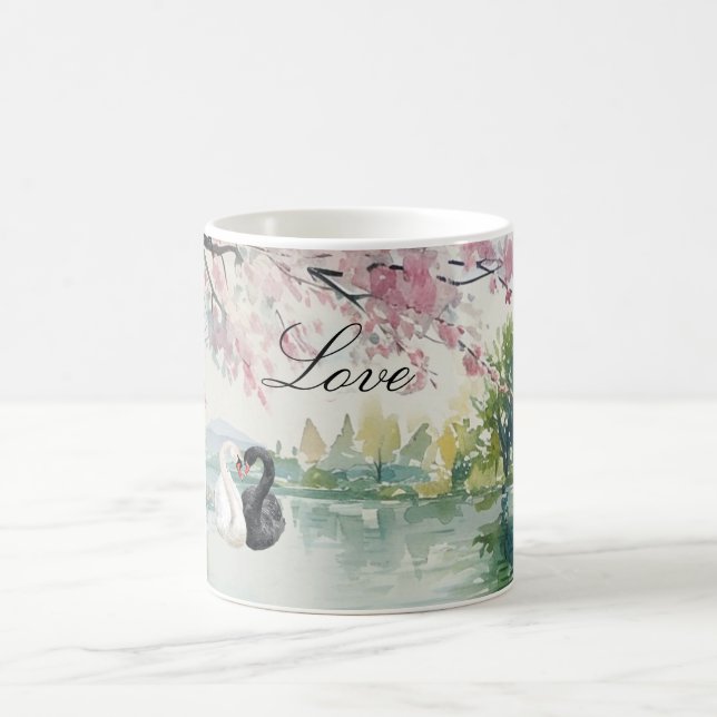 Taza De Café Romantic Swans Lake Love (Centro)