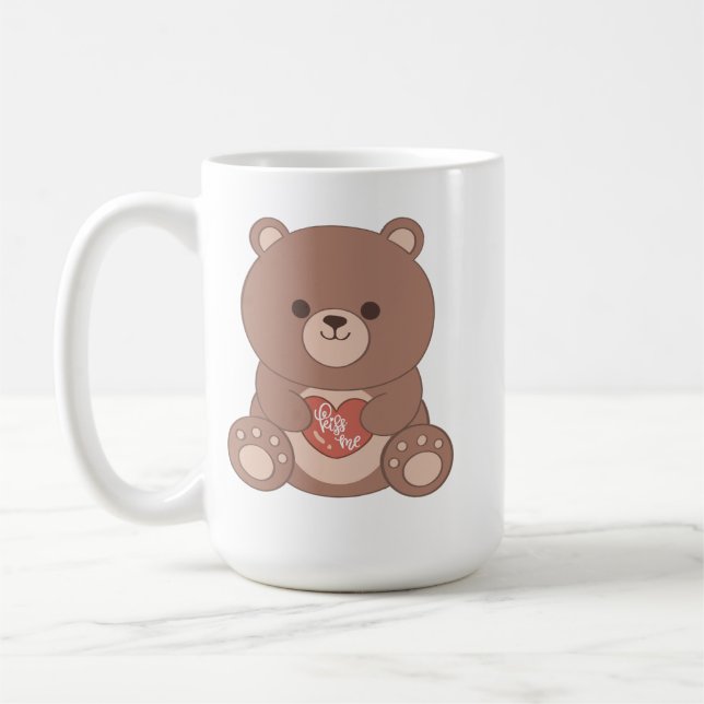Taza De Café Romantic Teddy Bear & Hearts Mug (Izquierda)