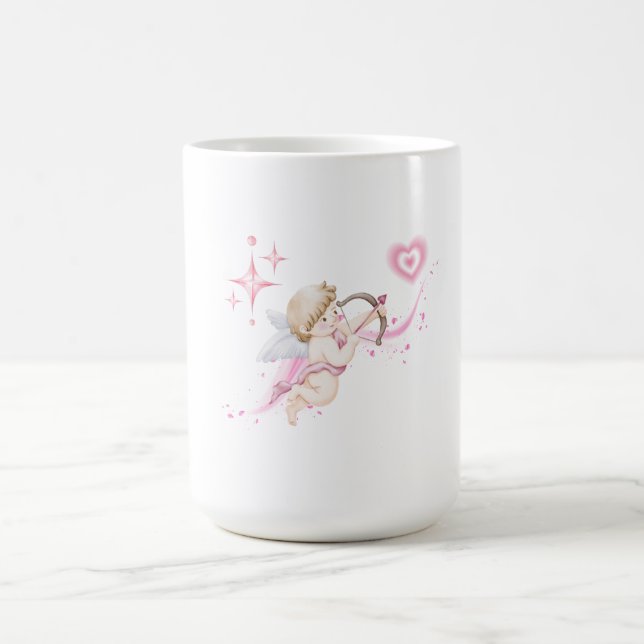 Taza De Café Romantic Valentine Art with Pink Heart Glow (Centro)