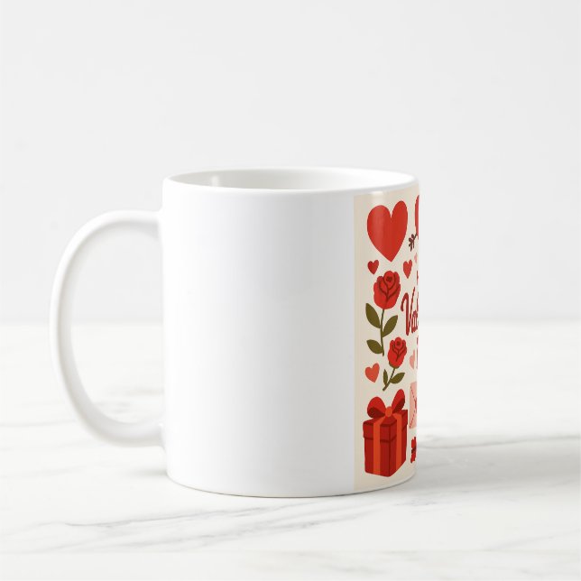 Taza De Café Romantic Valentine's Day Mug – Hearts, Roses & Gif (Izquierda)