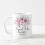 Taza De Café Romántica acuarela Pink Florals Sr. y Sra. Boda<br><div class="desc">Para boda</div>