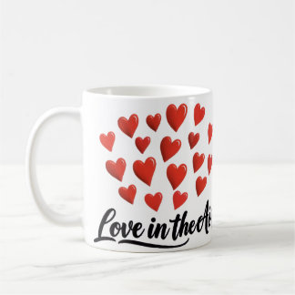 Taza de café romántica Corazones Rojos Amor en el 