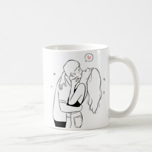 Taza De Café Romántica Pareja Mug - Un regalo para los amantes (Derecha)