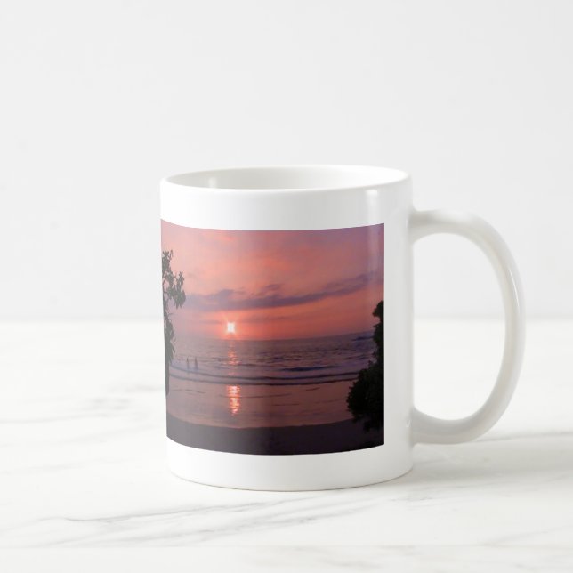 Taza De Café Romántica playa hawaiana del océano atardecer (Derecha)